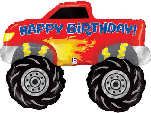 Mylar Birthday Monster Truck Balloon