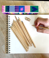 Load image into Gallery viewer, WOODEN PENCIL BOX + COLORED PENCILS - GEO LOVE