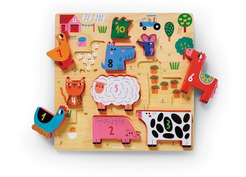 123 Barnyard - 10-Piece Stacking Wood Puzzle