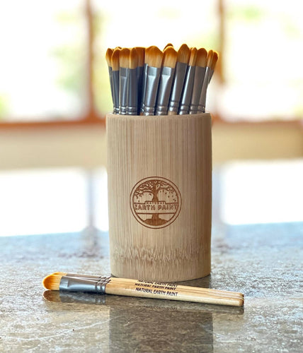 30 Bamboo Paint Brushes: Bamboo Cup with 30 Bamboo Paint Brushes